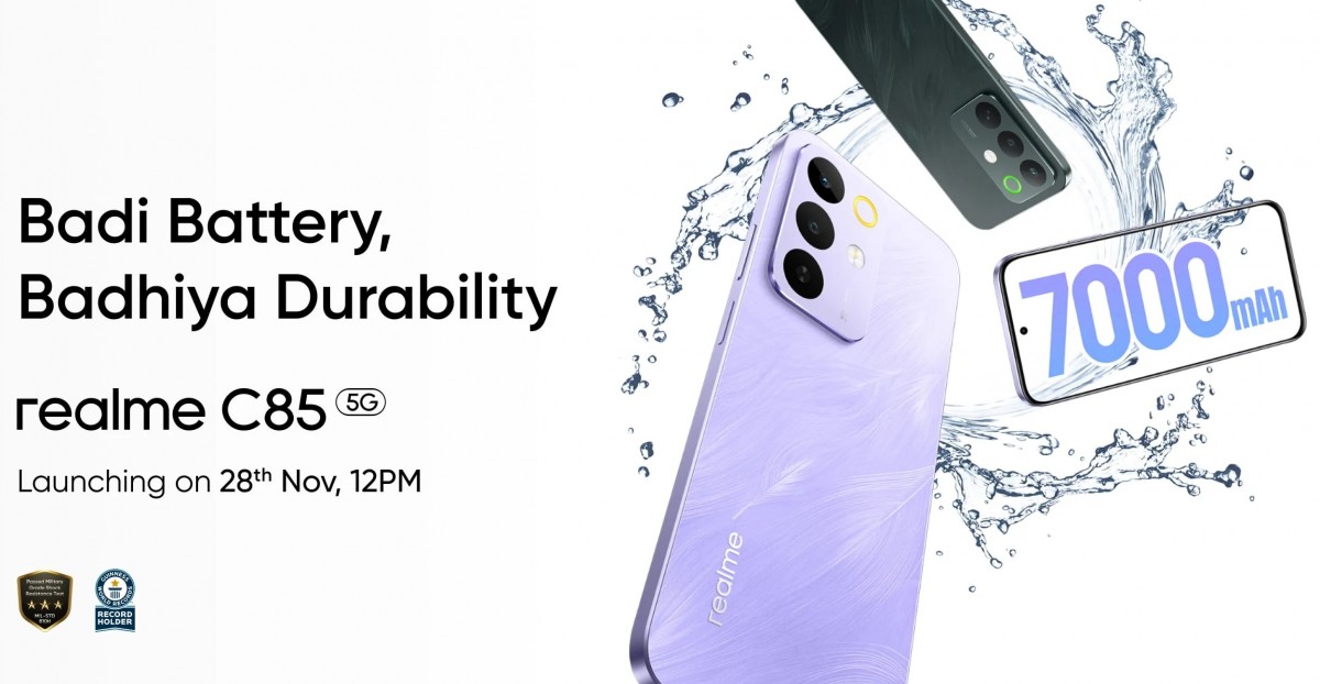 Realme C85 5G Hindistan'da 28 Kasım'da piyasaya çıkacak