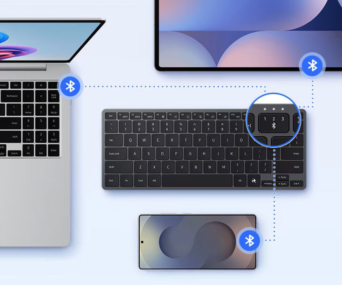 The Samsung Smart Keyboard can connect to up to three Bluetooth devices