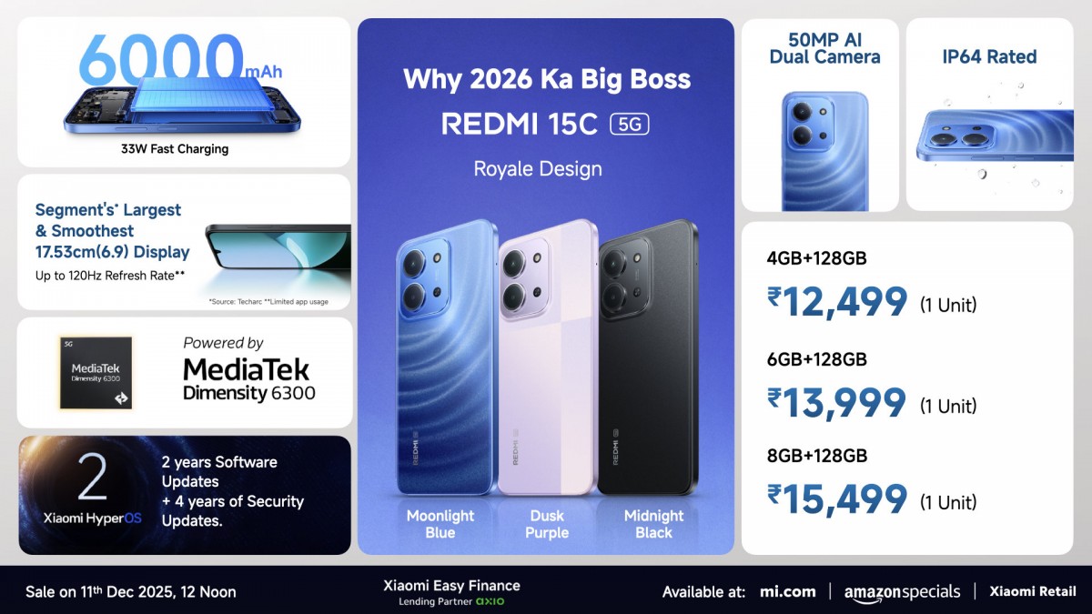 Infinium tech | Graphics designing company Redmi 15 5G launched in India with Dimensity 6300 and 6000mAh battery