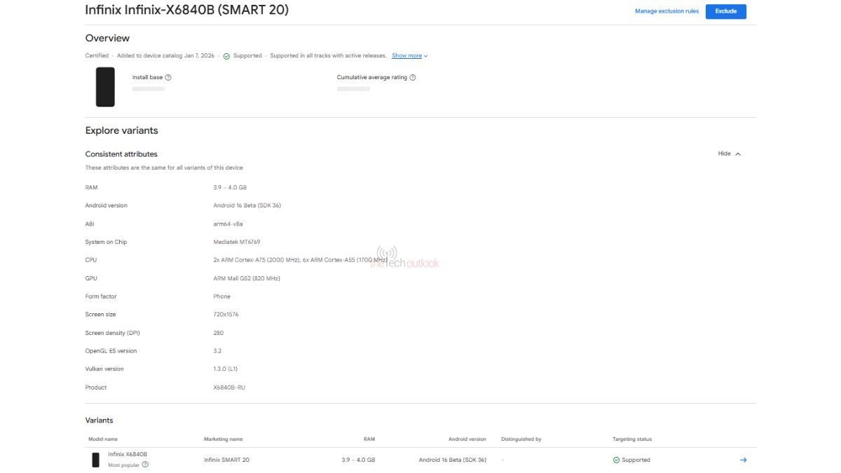 Infinix Smart 20's chipset, RAM, screen resolution and battery capacity revealed