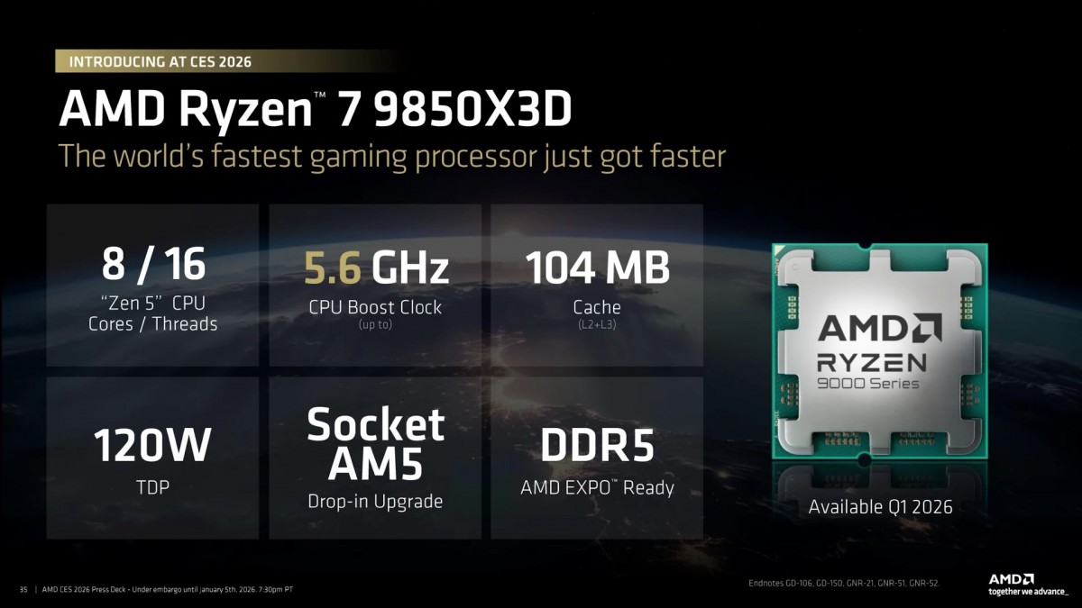 AMD announces the new Ryzen 7 9850X3D gaming CPU
