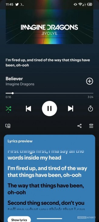 You can still see the full sony lyrics below the Now Playing screen