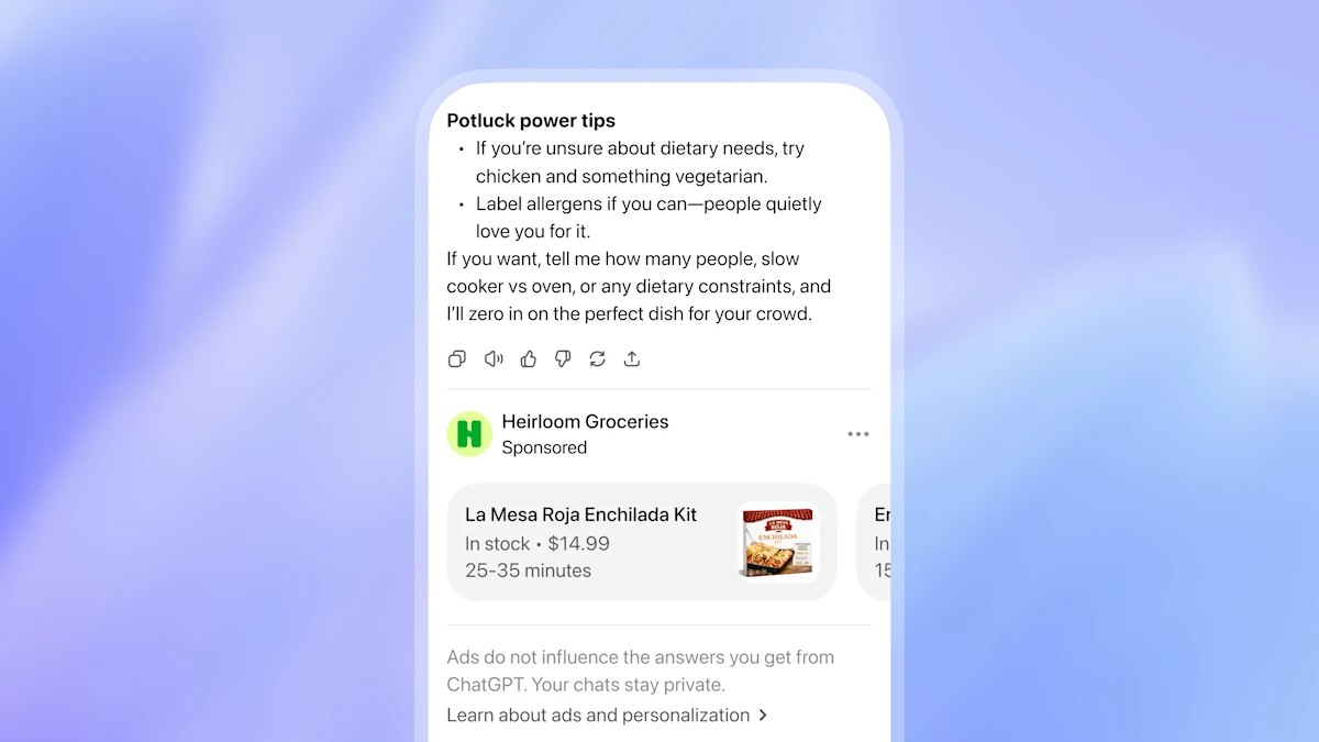 ChatGPT to show ads for free and Go users in the US