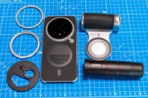 The kit has different camera filter attachments, a MagSafe grip
