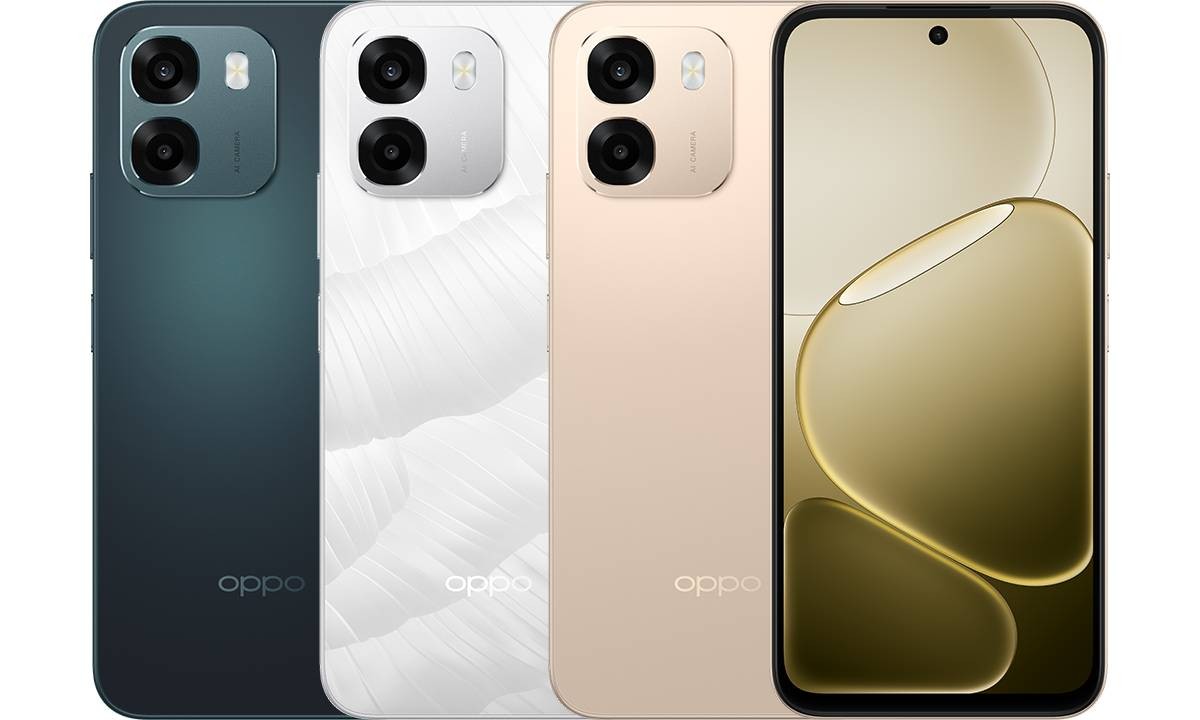 Oppo A6s in Twilight Blue, Seashell White and Dawn Gold