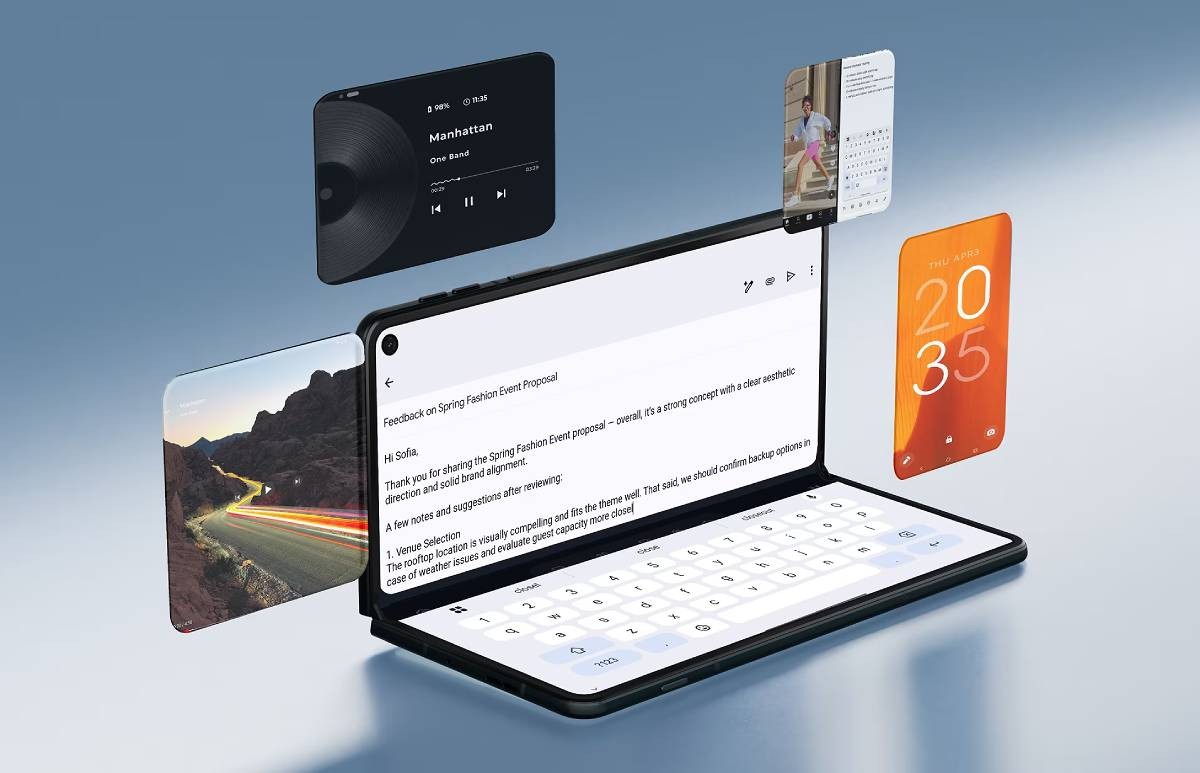 Updated split-screen multitasking features on the Razr Fold