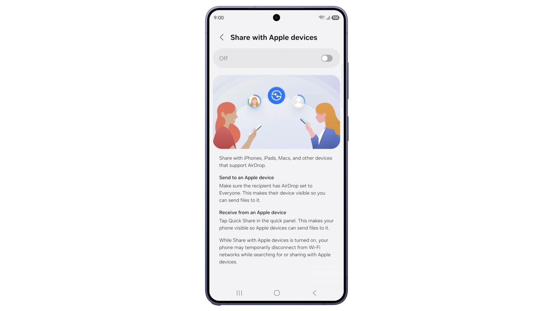 Samsung Galaxy S26 AirDrop Support