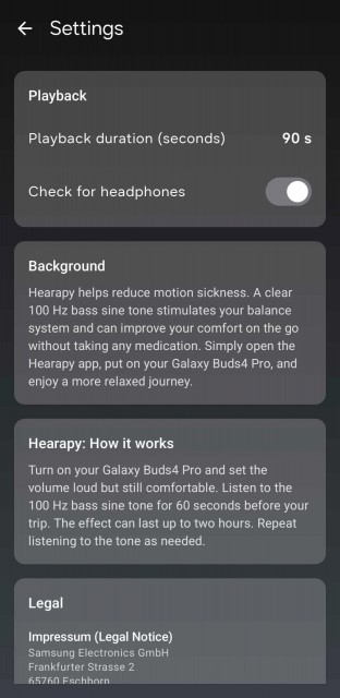 Samsung Hearapy app