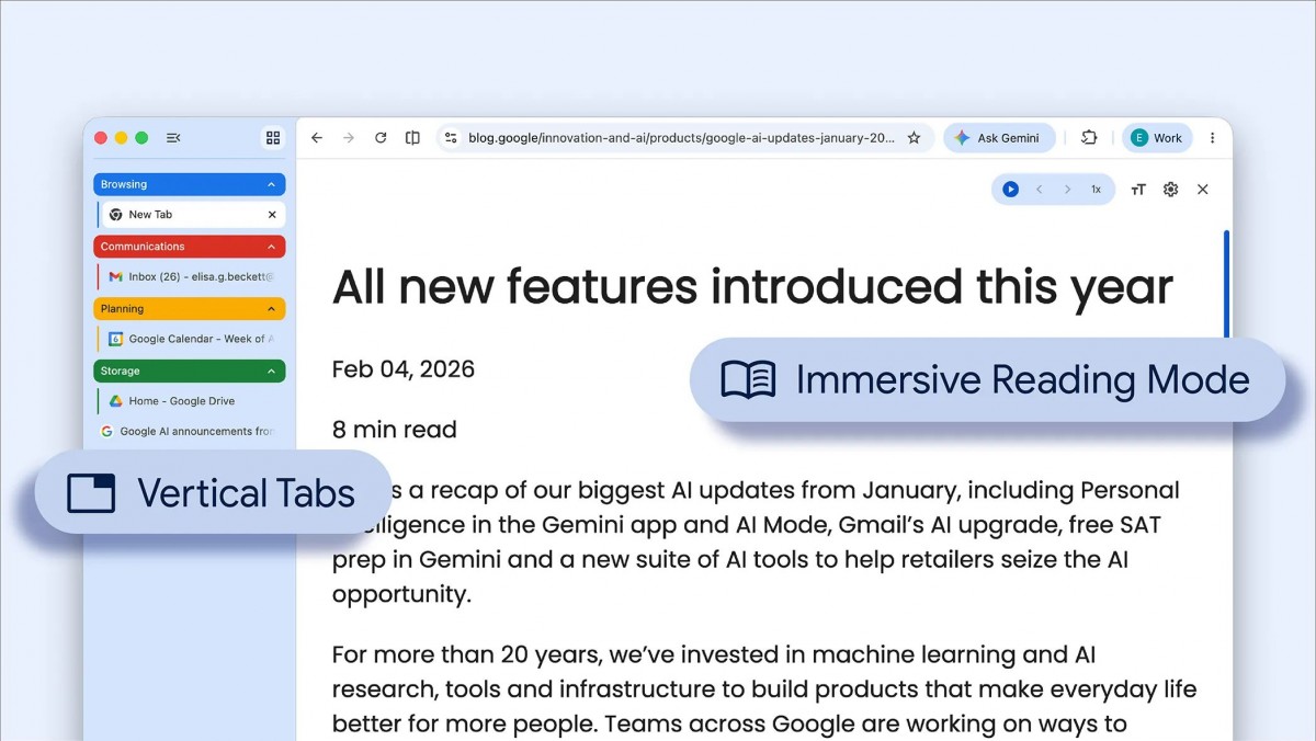 Google Chrome gets vertical tabs and immersive reading mode