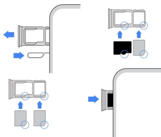 Inserting two SIM cards or SIM + microSD