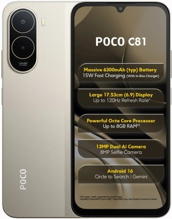 Poco C81 comes with 120Hz screen and 6,300 mAh battery, tagged C81x