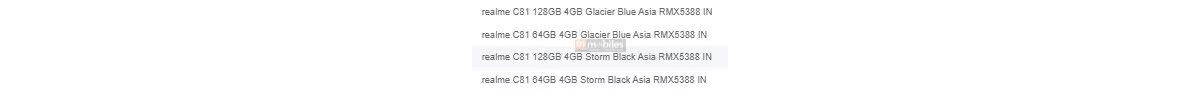 Realme C81's memory and storage options leak alongside its colors