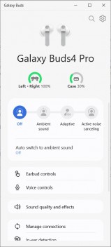 The Windows version of the Galaxy Buds app