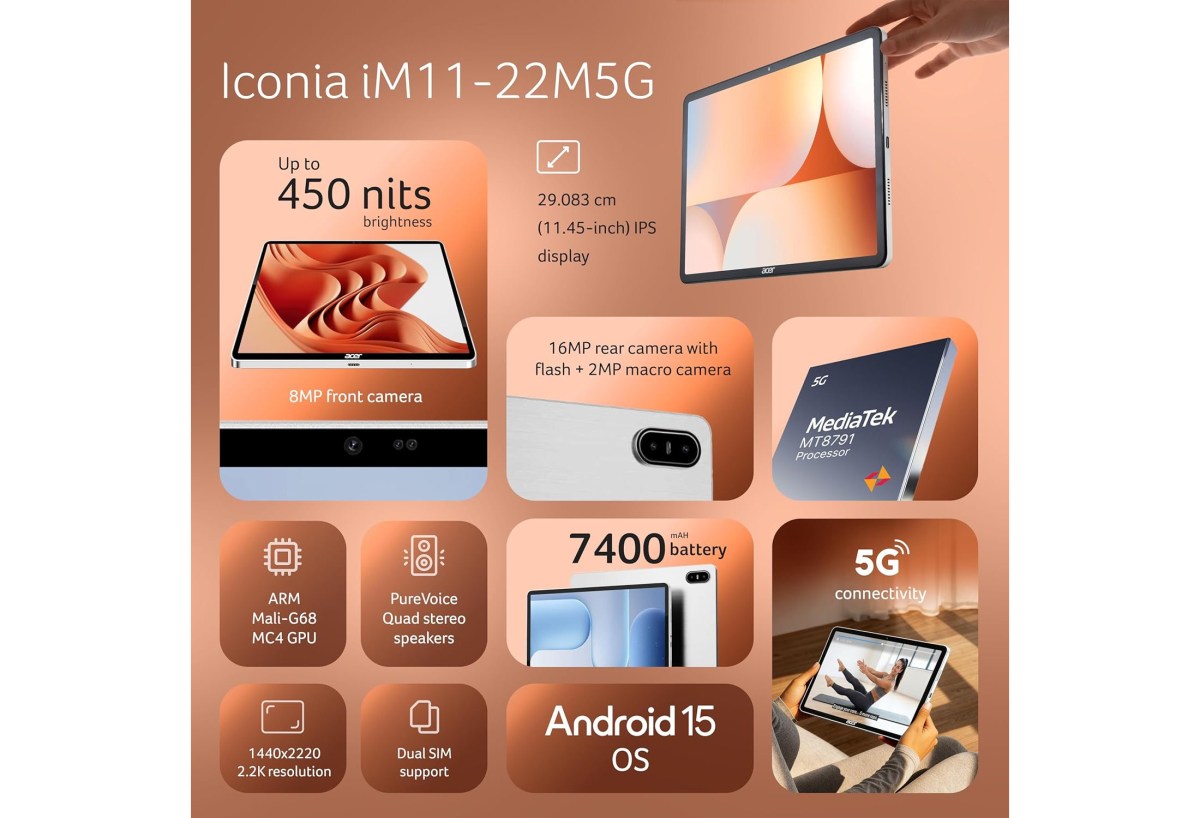 Acer Iconia iM11 5G tablet is official with 11.45-inch screen, Dimensity 7050 SoC