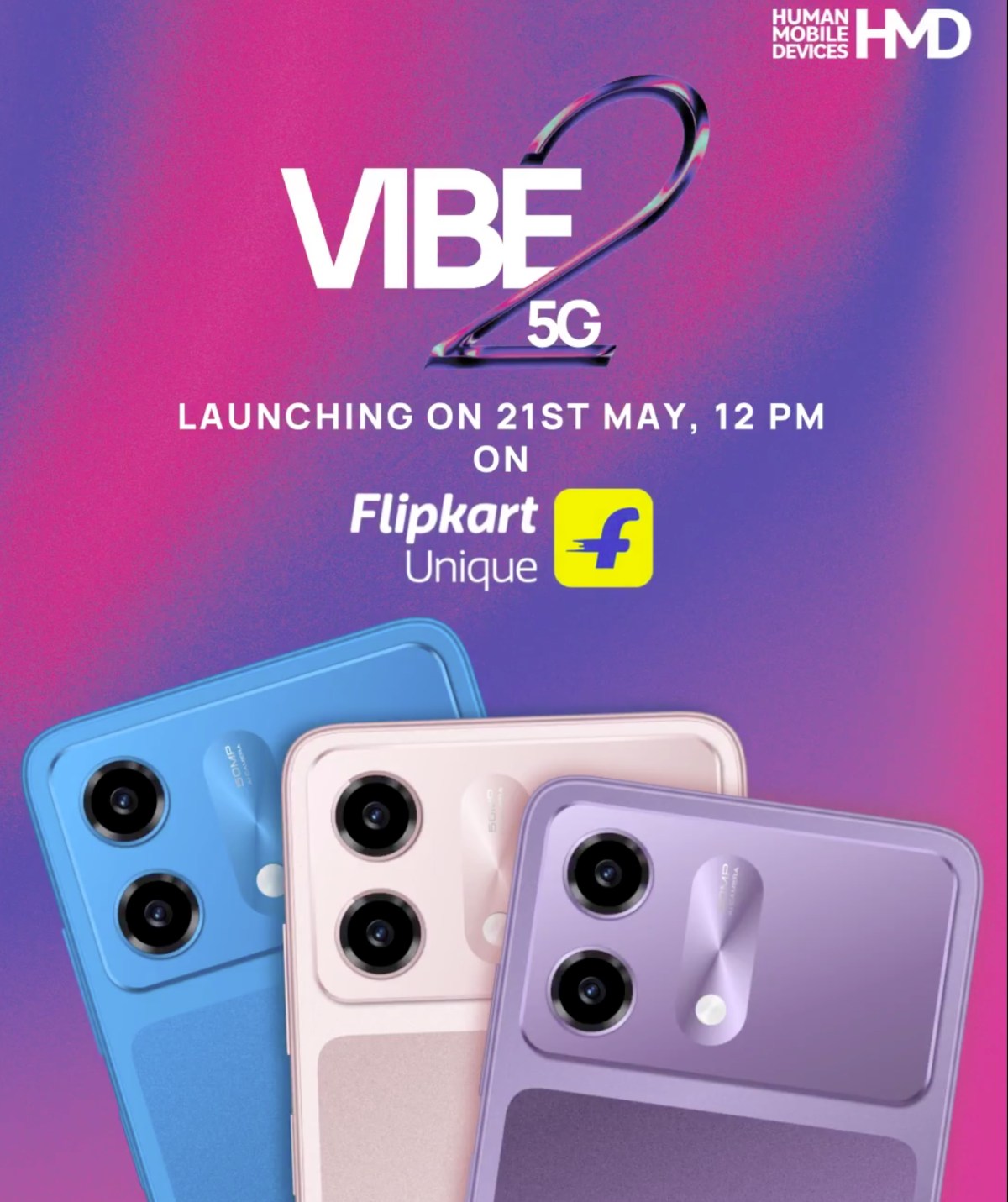 HMD Vibe 2 5G with 6,000mAh battery to launch on May 21