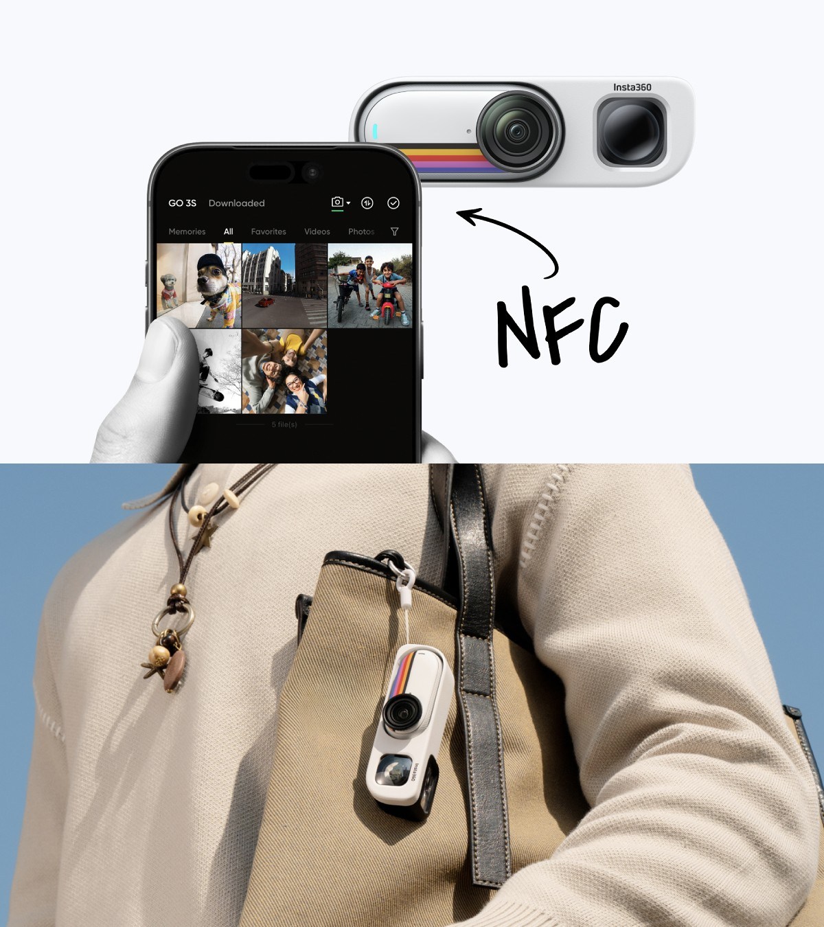 Insta360 Go 3S Retro Bundle: NFC Custom Skin • Strap