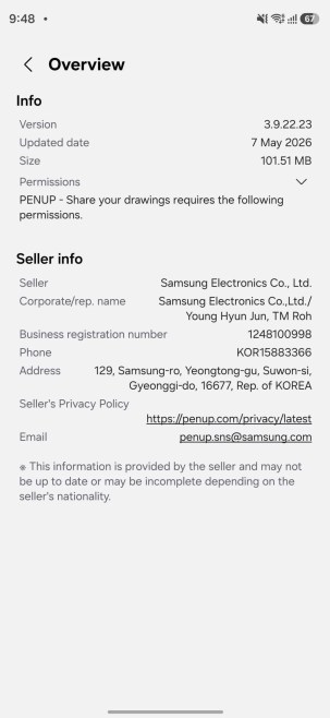latest samsung penup update