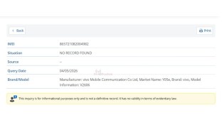 Vivo Y05e Certification Document
