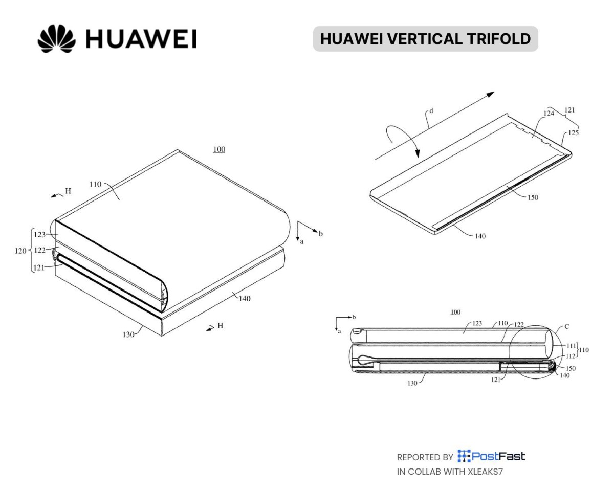 Patent reveals Huawei’s vertical tri-fold design