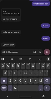 An Android user getting inline replies from an iOS 27 beta 2 user