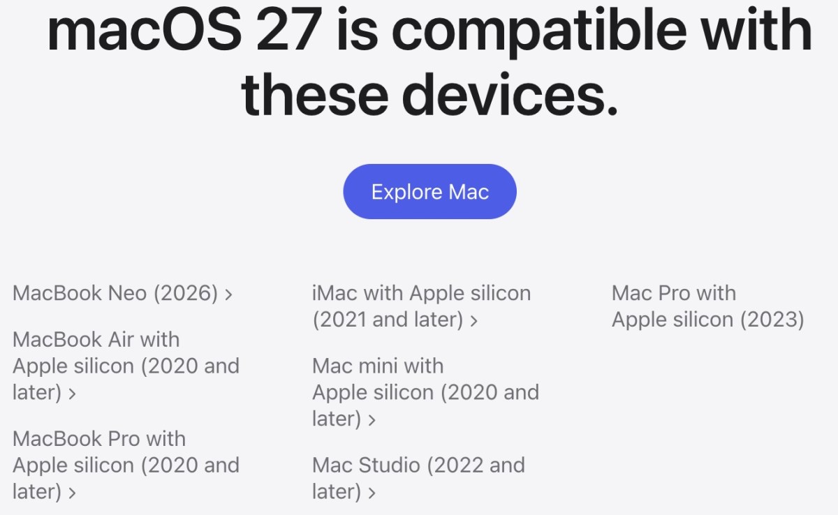 Infinium tech | Graphics designing company Apple's iOS 27, iPadOS 27, macOS 27, and watchOS 27 support list is here
