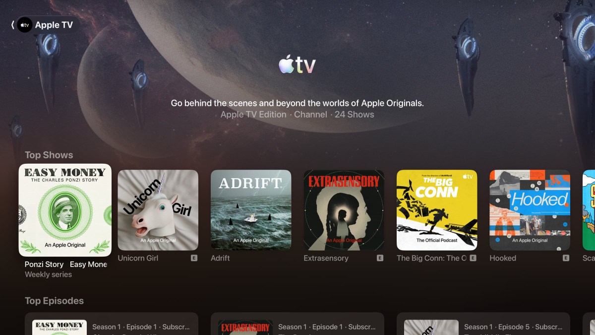 Redesigned Podcasts app for tvOS 27