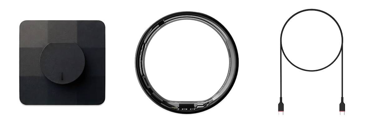 What's in the box: the Ultrahuman Ring Air, a charging case and a USB-C cable