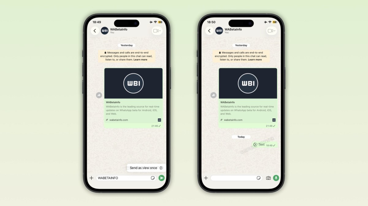 WhatsApp is now testing ''view once'' text messages on iOS