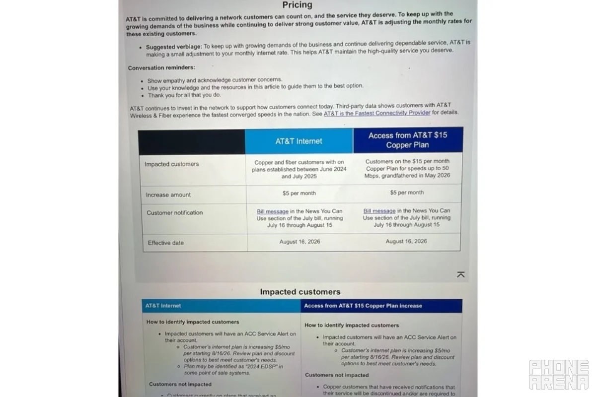 AT&T is raising prices next month, leaked document reveals