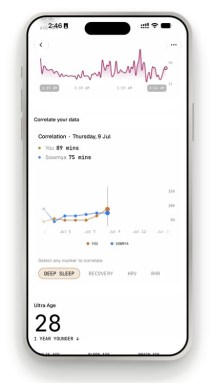 The app tracks a rich set of health data to measure your condition