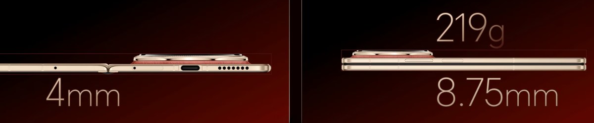 Honor Magic V6 measures 4.0 mm open and 8.8 mm folded, weighs 219 grams