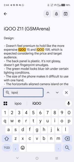 Google Keep for Android gets ''Find in note'' feature