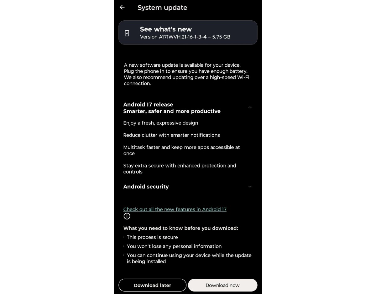 Motorola Signature is now receiving its Android 17 update