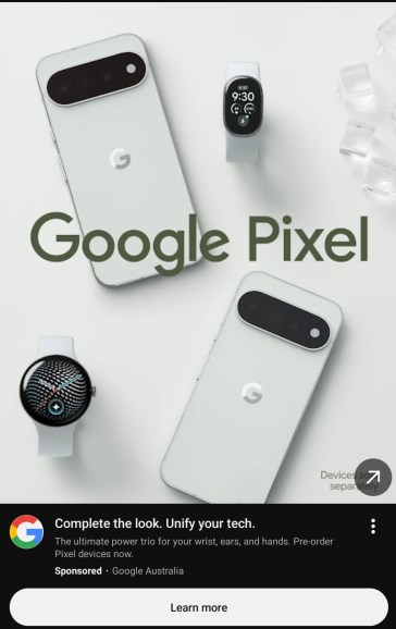 A mysterious smartband appears in Google advertisements for the Pixel 11 series