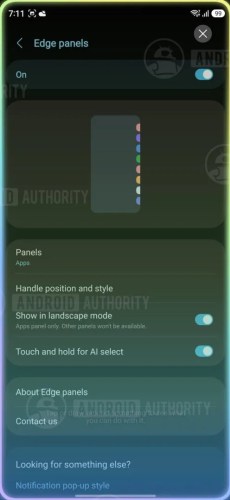 Samsung One UI 9 beta 6 downloading (left), new Edge panel option (right)
