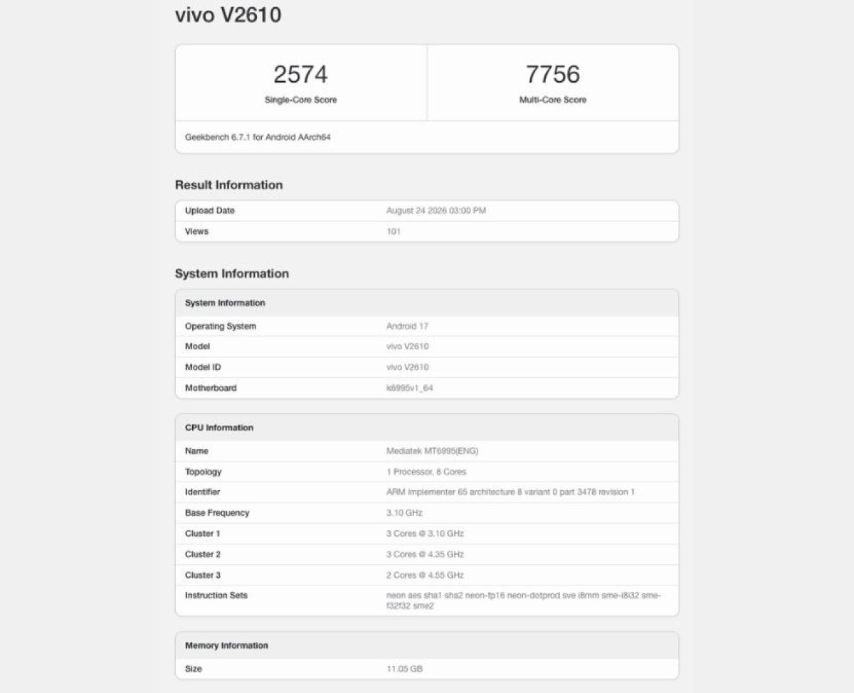 vivo X500 Pro Max spotted on Geekbench ahead of launch