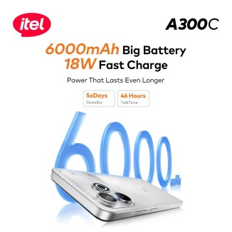 The itel A300C has a 6,000mAh battery with 18W charging