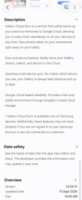 Samsung updated the Gallery Cloud Sync app to support backing up photos and videos to Google Photos