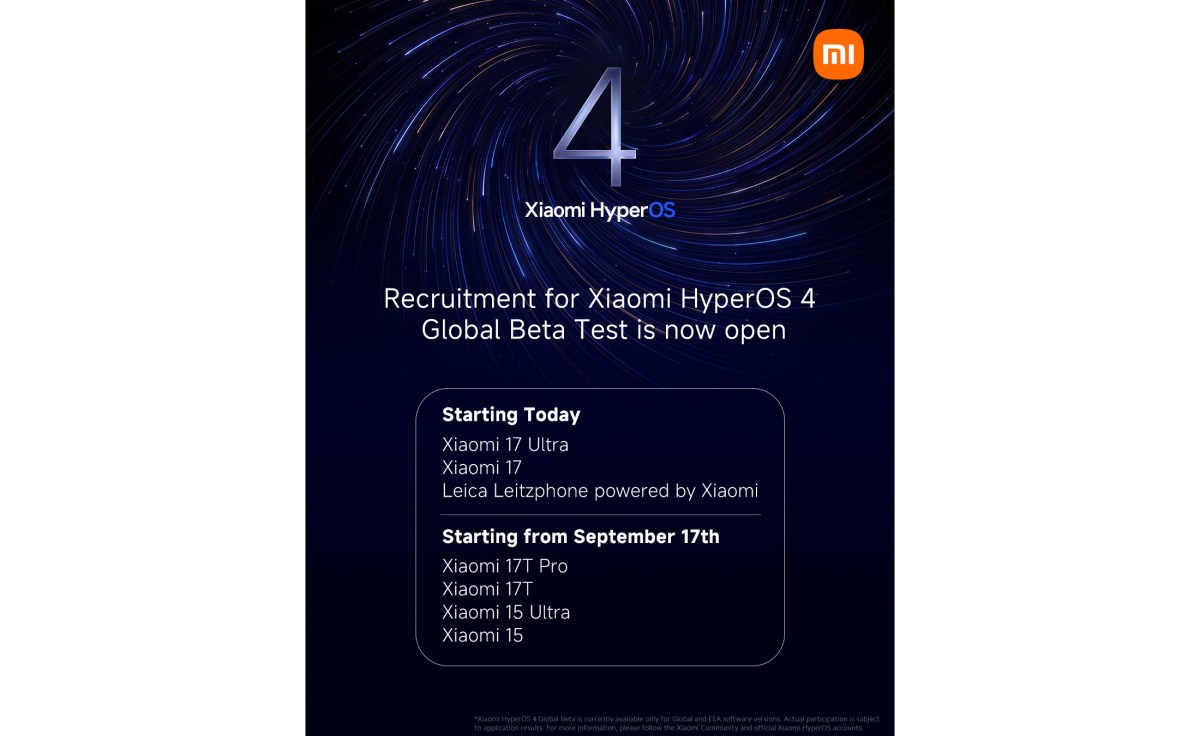 Xiaomi starts beta test recruitment for HyperOS 4