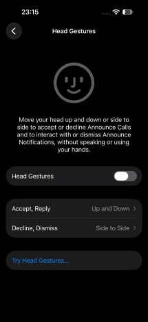 Gestures and other settings