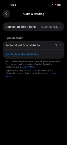 Beats 360 settings on iOS