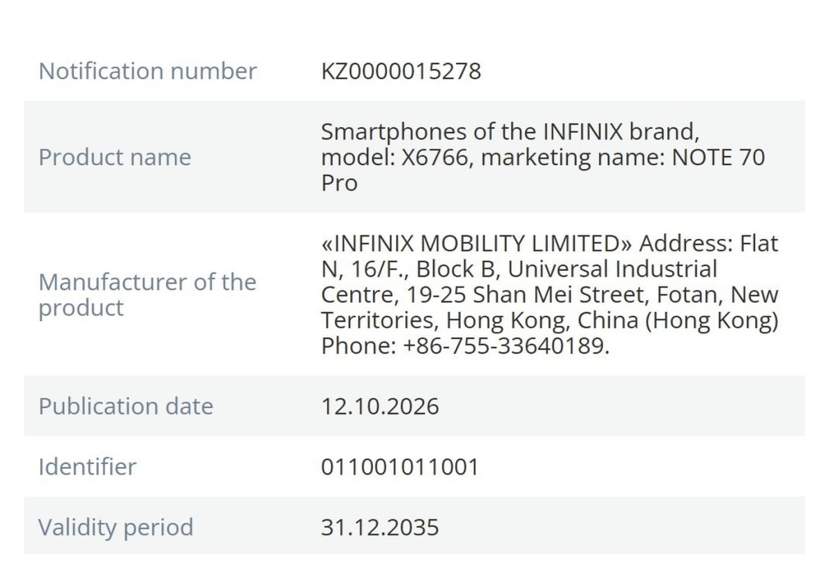 Infinix Note 70 Pro certification helps confirm its major upgrade