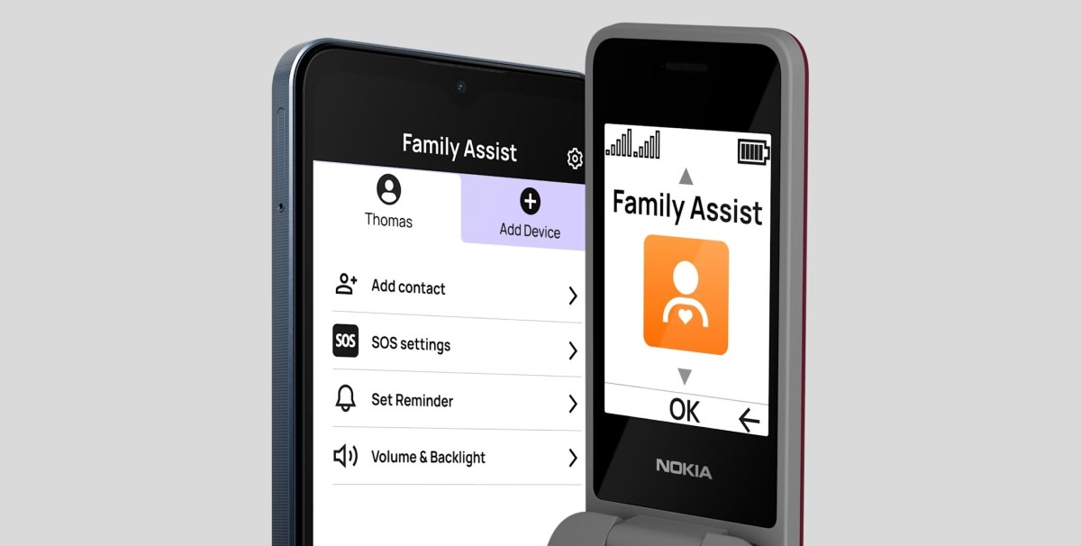 The Nokia 2360 Flip is a dual-display feature phone with an SOS button