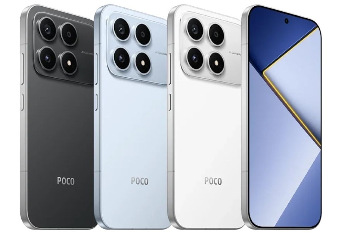 Pilihan warna Poco X8s Blue, Black, dan White