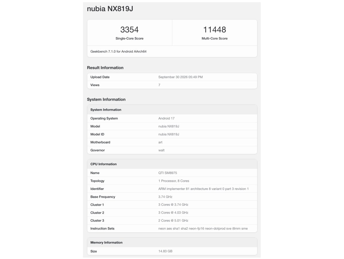 RedMagic 12 Pro+ runs Geekbench, confirms its chipset and RAM amount
