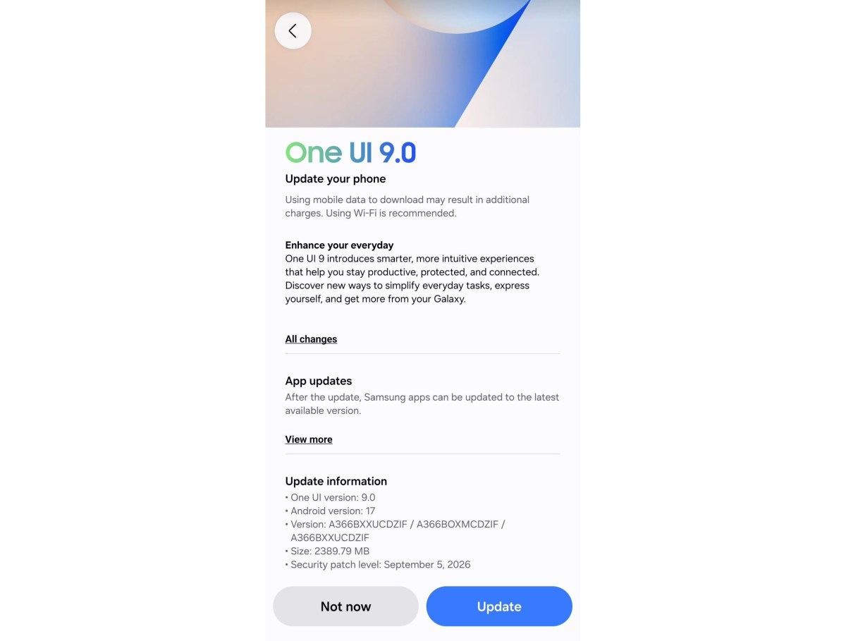 Samsung Galaxy A36's One UI 9 update lands in Europe