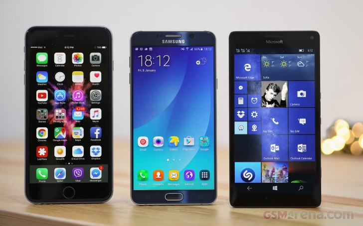 iPhone 6s Plus vs. Lumia 950 XL vs. Galaxy Note5