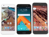 Size and design comparison: Pixel (left), HTC 10 (center) and Pixel XL (right) - Google Pixel XL review