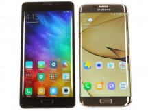 Xiaomi Mi Note 2 next to the Samsung Galaxy S7 edge - Xiaomi Mi Note 2 vs. Samsung Galaxy S7 edge
