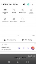 Hi-Fi DAC toggle in the Notification area - LG V20 review
